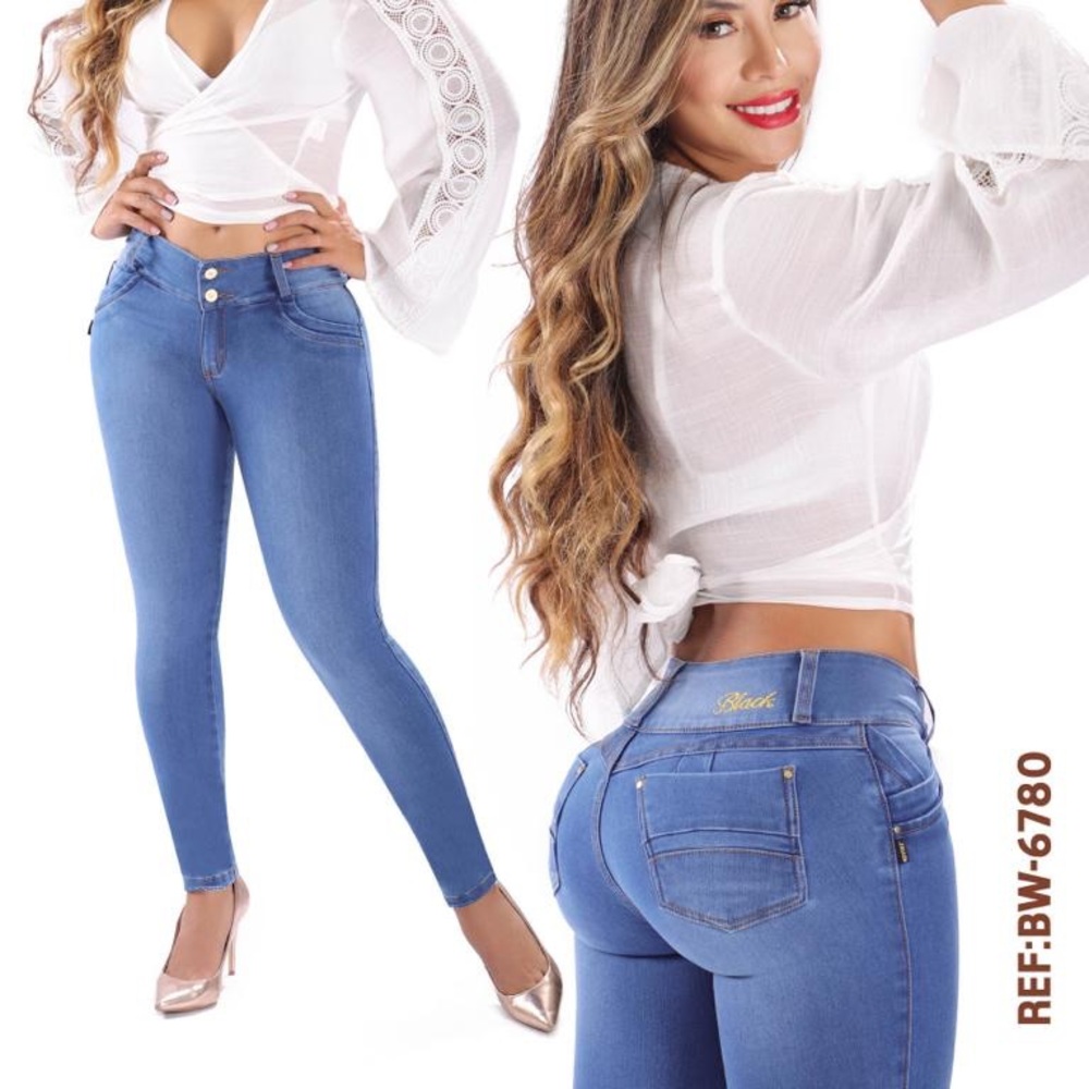 Made in Colombia booty lifting jeans in light blue